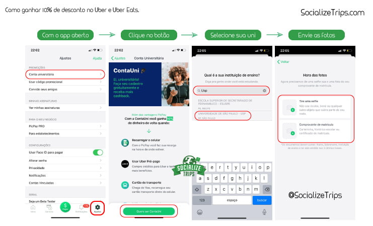 Passos para obter sua conta universitária no PicPay