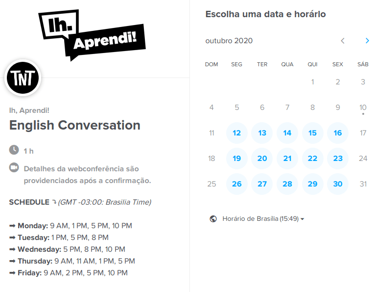 Agenda de grupos de conversação do TnT (Talk'n Talk)