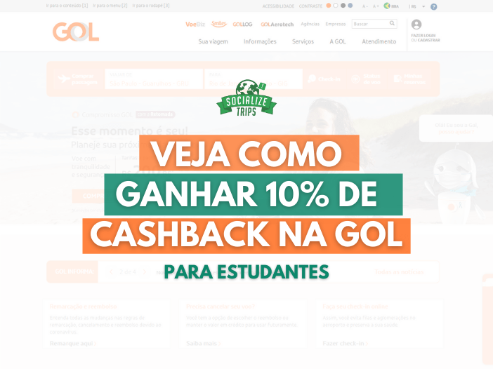 Cashback na Gol para estudantes