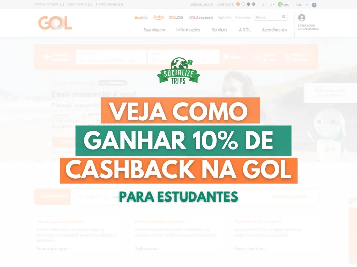 Cashback na GOL para estudantes